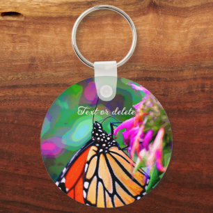 Llavero Mariposa En Flor Resumen Arte Personalizado