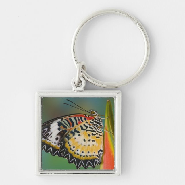 Llavero Mariposa en la flor tropical (Frente)