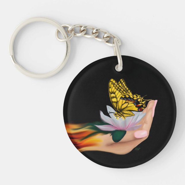 Llavero Mariposa en Lotus Bloom Keychain (Frente)