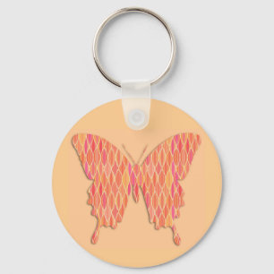 Llavero Mariposa en papel abstracto - tonos de naranja