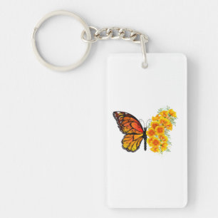 Llavero Mariposa Flor con Amapola de California Amarilla