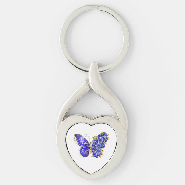 Llavero Mariposa Flor Zafiro (Anverso)
