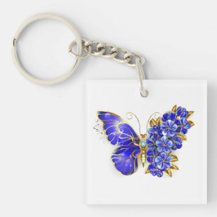 Llavero Mariposa Flor Zafiro
