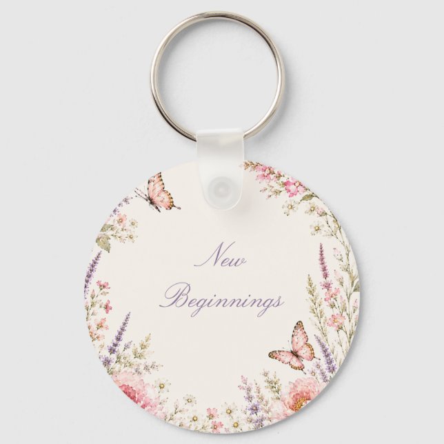 Llavero Mariposa Floral Personalizada  (Anverso)