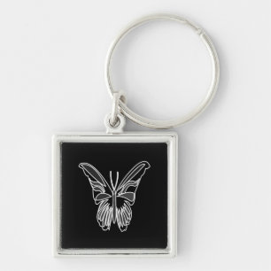 Llavero Mariposa Luna Moth de negro y blanco