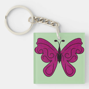 Llavero Mariposa Magenta Elegante   Patrón de Decoración d