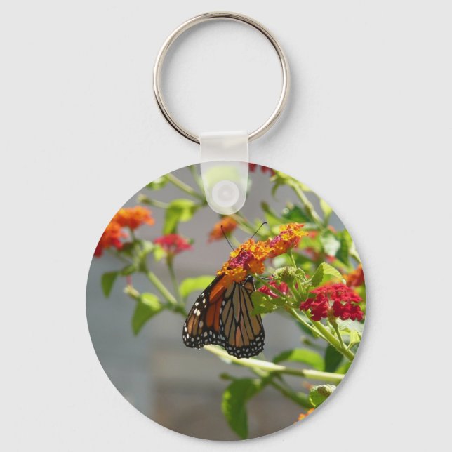 Llavero Mariposa Monarca en Buddleja Roja (Anverso)