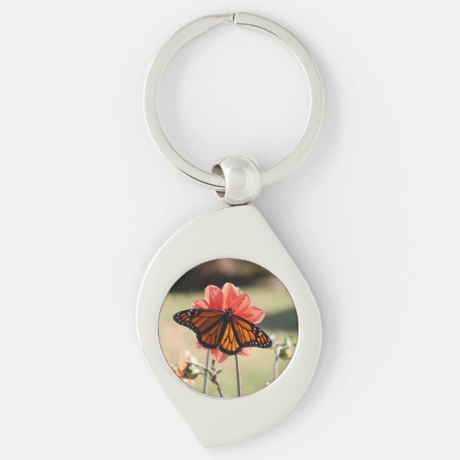Llavero Mariposa monarca en Dahlia (Anverso)