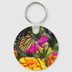 Llavero Mariposa monarca en la cadena de calcetería rosada