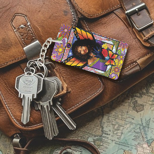 Llavero Mariposa Monarca Hada Flor Púrpura