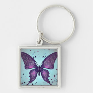 Llavero Mariposa morada en azul