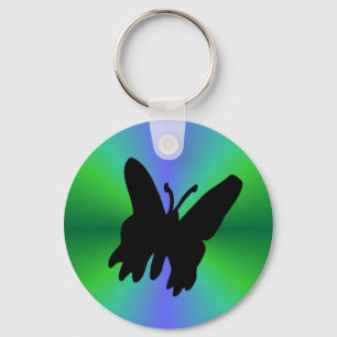 Llavero Mariposa negra en arcoiris verde azul