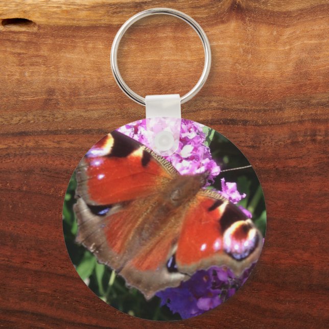 Llavero Mariposa Pavo Real y Buddleia (Reverso )