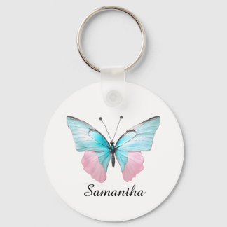 Llavero Mariposa personalizada femenina rosa y aqua