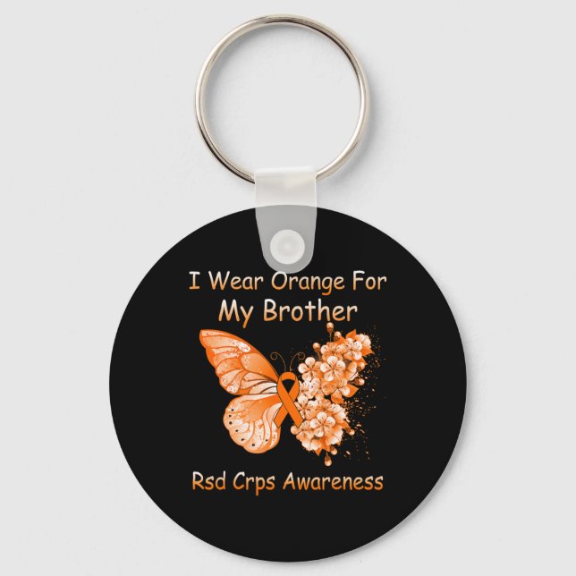 Llavero Mariposa Que Uso Naranja Para Mi Hermano RSD CRPS  (Anverso)