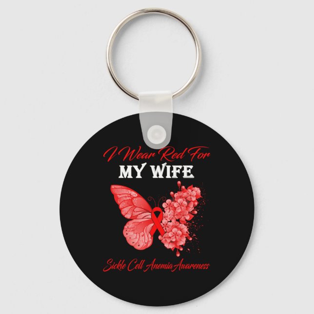 Llavero Mariposa Que Uso Rojo Para Mi Esposa Célula Anémic (Anverso)