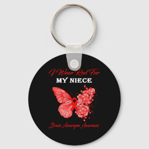 Llavero Mariposa Que Uso Rojo Para Mi Niece Aneurysmo Cere