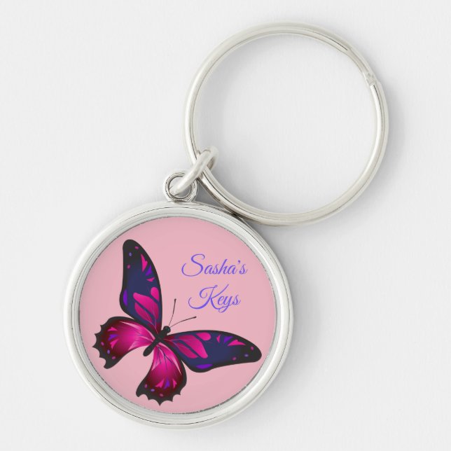 Llavero Mariposa rosa *Personalizada* (Frente)