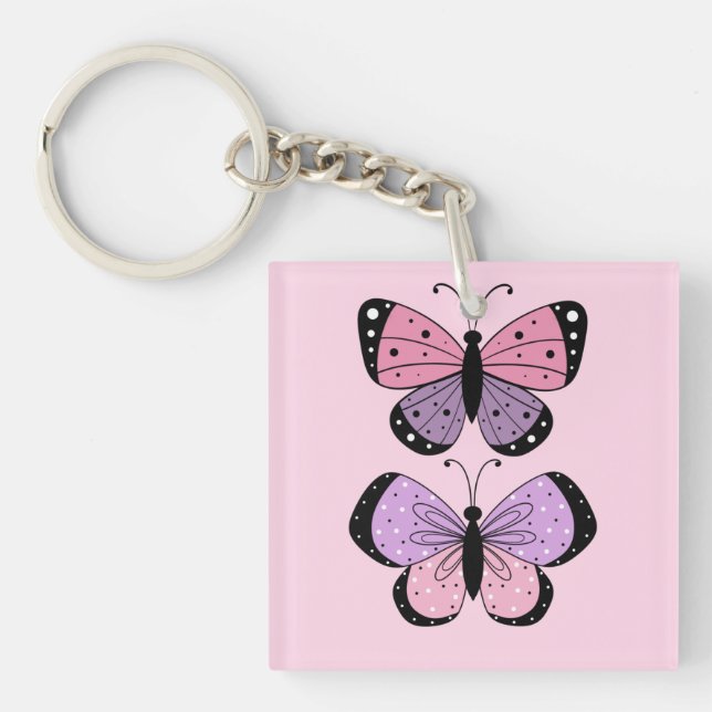 Llavero Mariposa rosa y púrpura (Frente)
