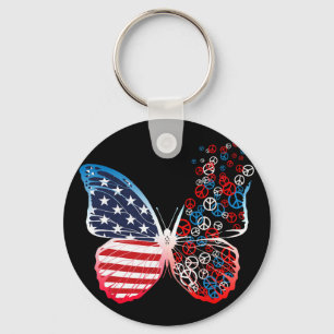 Llavero Mariposa Señales Patrióticas De Paz 4 De Julio Ban