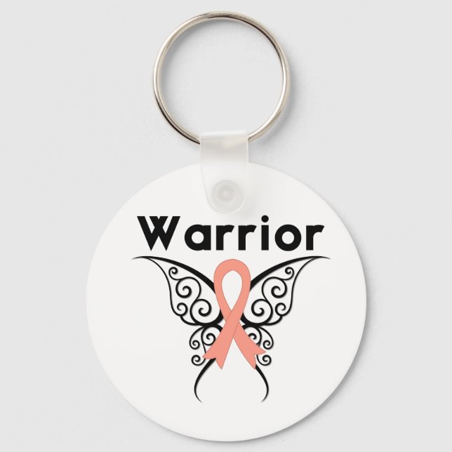 Llavero Mariposa tribal Uterine Cancer Warrior (Anverso)