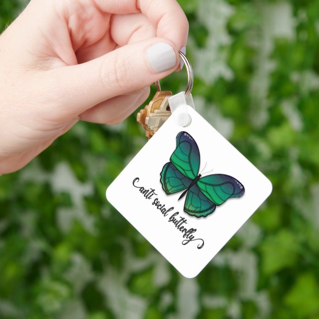 Llavero Mariposa verde antisocial (Mano)
