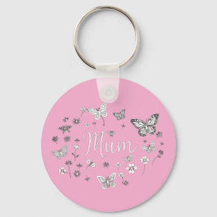 Llavero Mariposa y floral "Mamá" Día de la Madre