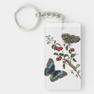 Llavero Mariposas azules y frutas rojas