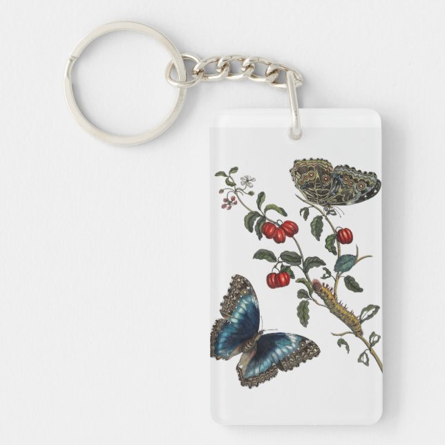 Llavero Mariposas azules y frutas rojas (Frente)