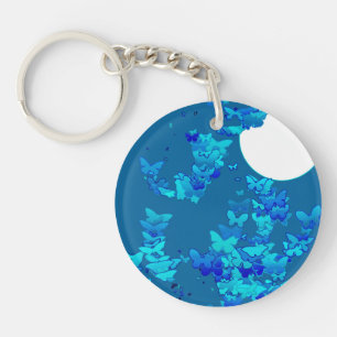 Llavero Mariposas contra el cielo azul nocturno, lunares