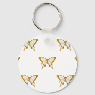 Llavero Mariposas de Relieve metalizado dorado metálico e