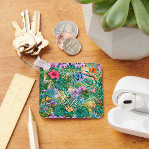 Llavero Mariposas Flores Fantasía Selvática Alegre