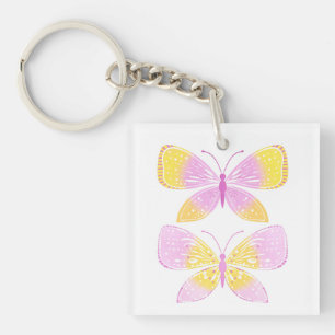 Llavero Mariposas rosadas y amarillas
