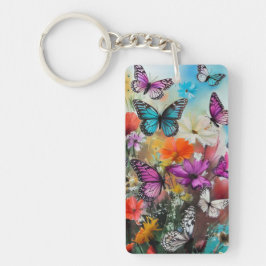 Llavero Mariposas y flores