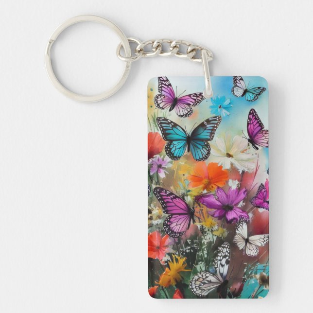 Llavero Mariposas y flores (Frente)