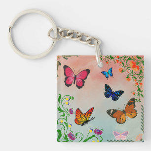 Llavero Mariposas y flores