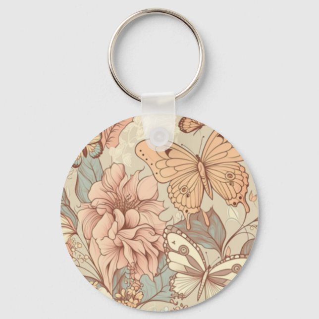 Llavero Mariposas y flores (Anverso)