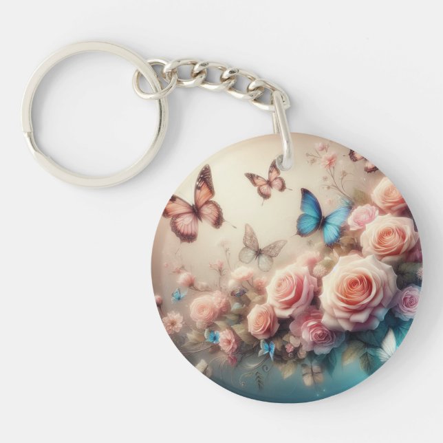 Llavero Mariposas y rosas de ensueño (Frente)