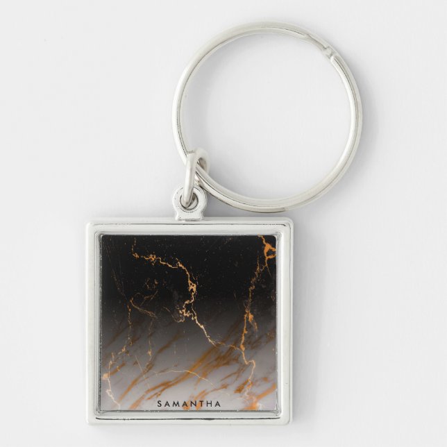 Llavero Mármol blanco y negro (Frente)