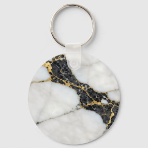 Llavero Mármol de lujo negro blanco dorado