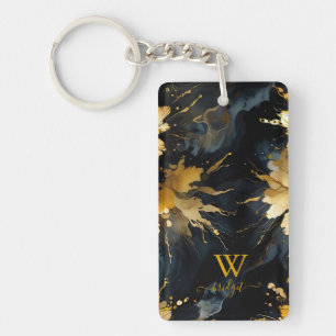 Llavero mármol de oro negro abstracto de moda