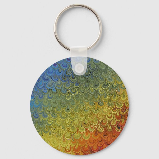 Llavero Mármol del pavo real arcoiris (Anverso)