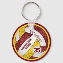 maroon gold volleyball keychain w school team nomb