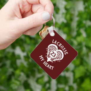 Llavero Maroon Lacrosse My Heart Photo Keychain