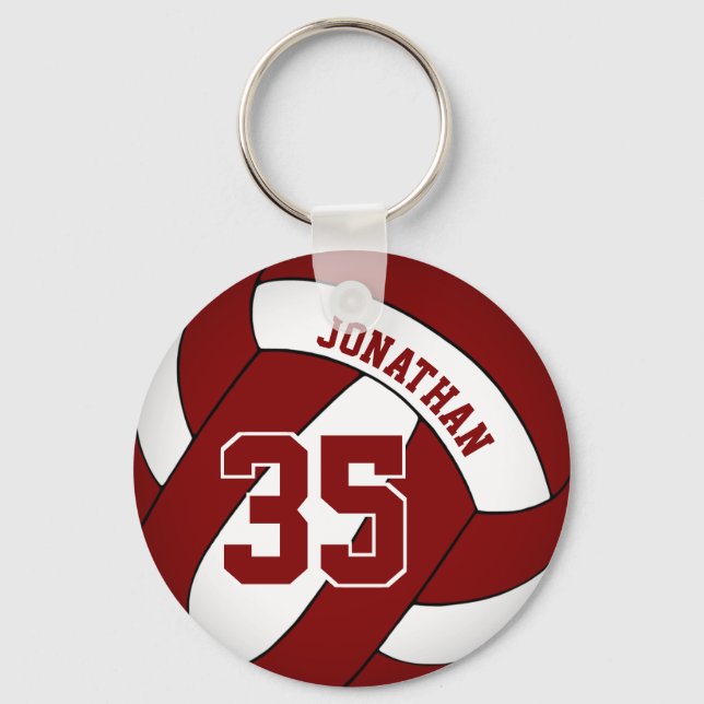 Llavero maroon white personalized boys' volleyball (Anverso)