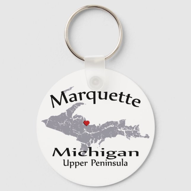 Llavero Marquette Michigan Heart Map Design Keychain (Anverso)
