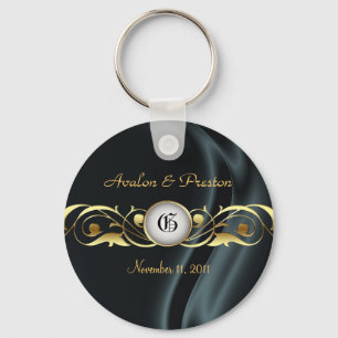 Llavero Marquis Black Silk Gold Scrol Keychain