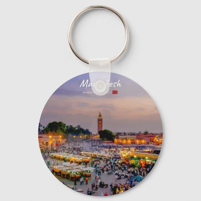 Llavero Marrakech, Marruecos - Plaza Jemaa el Fnaa (Anverso)