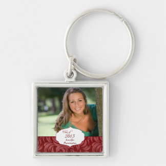 Llavero marrón rojo personalizado de la graduación
