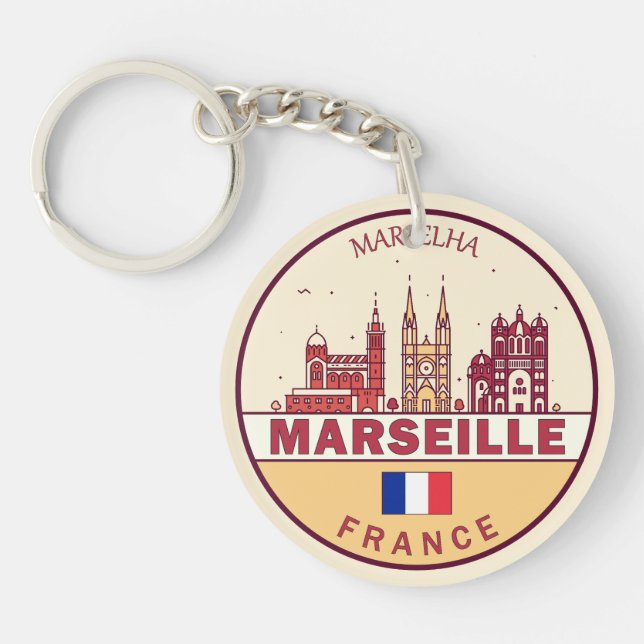 Llavero Marseille France City Skyline Emblem (Frente)